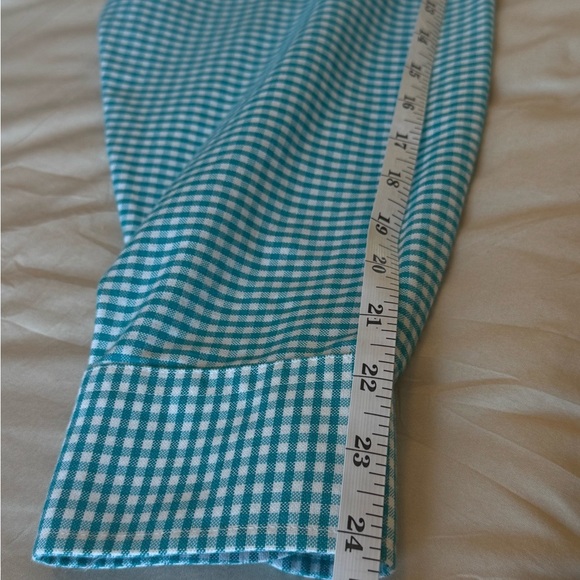 Stafford Turquoise Checkered Button Down Shirt - Picture 7 of 10